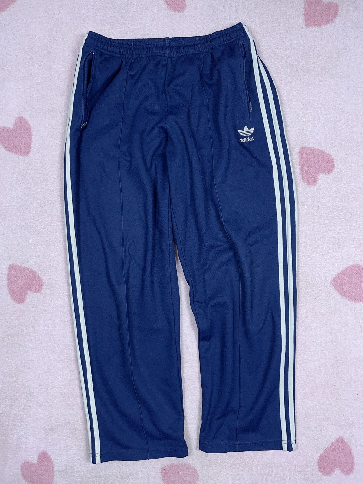 ➕ 90s adidas wide front stitch straight striped baggy pants