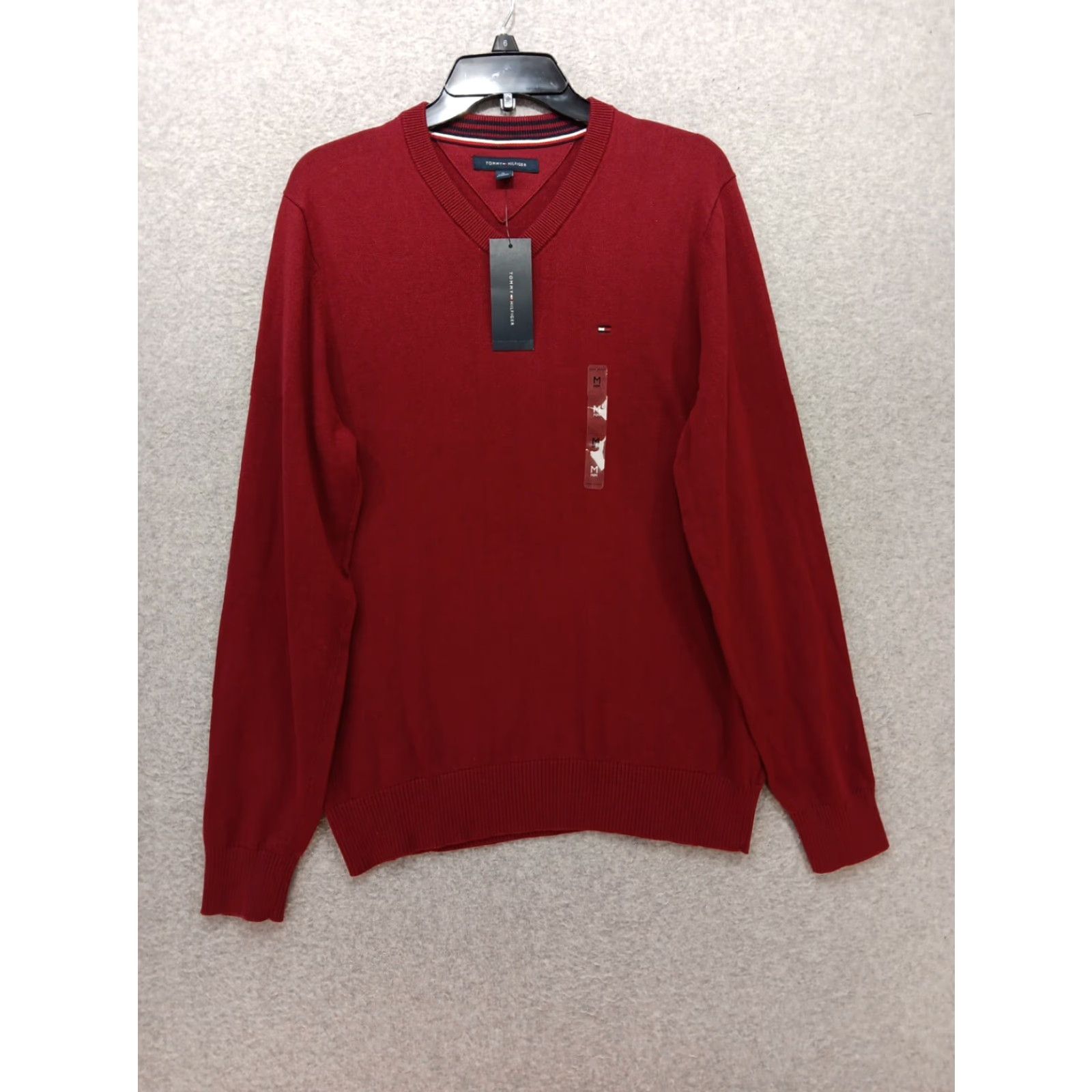 Tommy Hilfiger Tommy Hilfiger Sweater Men M Red Logo V-Neck NWT Signature Pullover Cotton Size US M / EU 48-50 / 2 - 2 Thumbnail