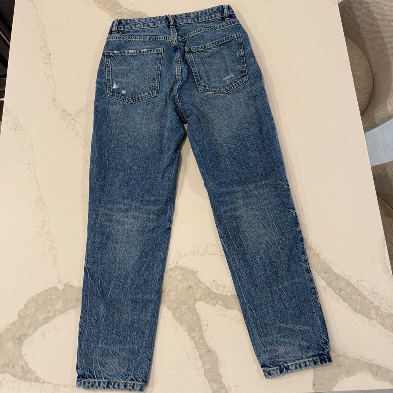 Zara Zara High Waisted Mom Fit Distressed Denim Jeans Womens 6 Size 28" / US 6 / IT 42 - 11 Thumbnail
