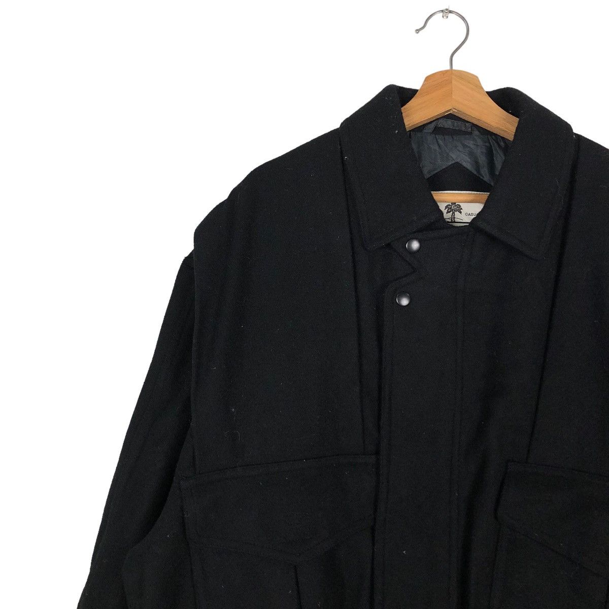 Issey Miyake 🔥Rich Black - Vintage Wool Biker Jacket Wood Heaven Japan Size US L / EU 52-54 / 3 - 7 Thumbnail