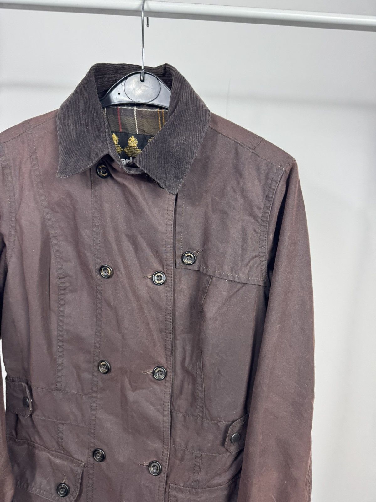Barbour Barbour Women’s Waxed Double Breasted Jacket Brown UK8 Coat Size S / US 4 / IT 40 - 4 Thumbnail