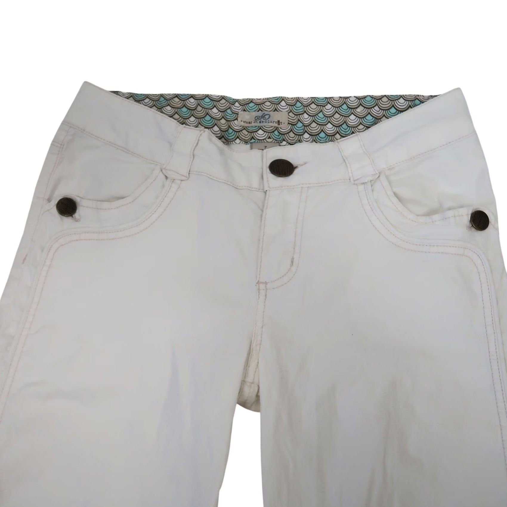 Vintage VINTAGE SO White Cream Low Rise Long Bermuda Shorts 7 Womens Size 28" / US 6 / IT 42 - 2 Thumbnail
