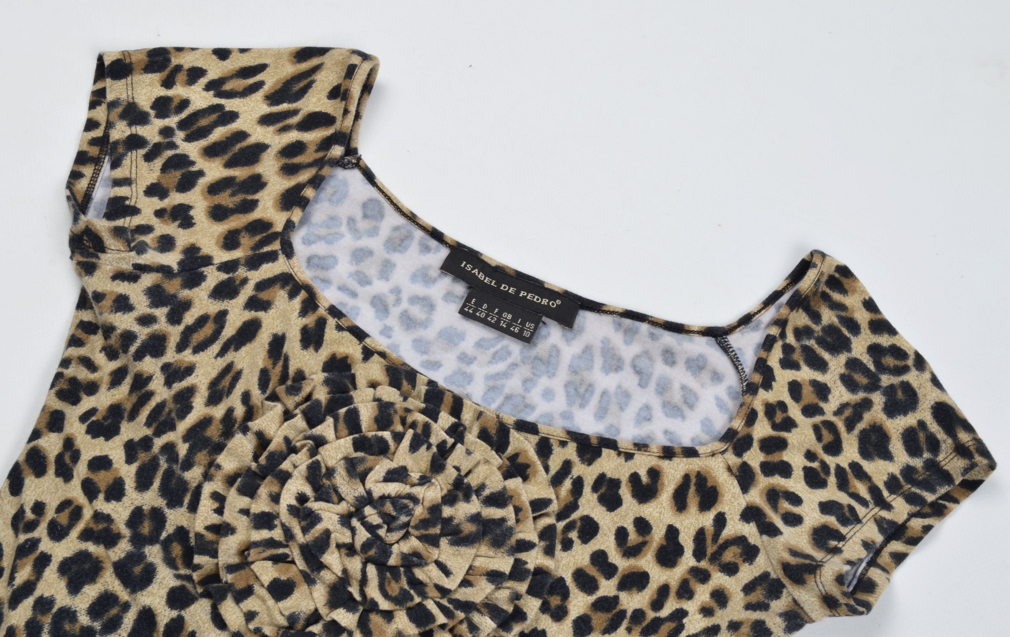 Vintage Vintage Isabel De Pedro Y2K Mob Wife Leopard Ruffle Top Size L / US 10 / IT 46 - 2 Thumbnail
