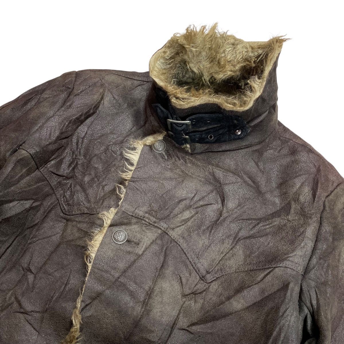 Schlussel Schlussel Asymmetric Button Fur Leather Jacket Size US M / EU 48-50 / 2 - 5 Thumbnail
