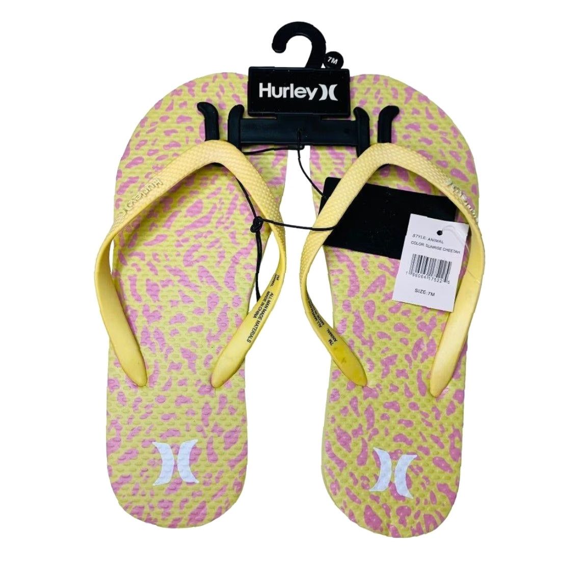 Hurley Hurley Womens Flip Flop 7M Sandal Multicolor Yellow Pink Cheetah Sunrise Size US 7 / IT 37 - 2 Thumbnail