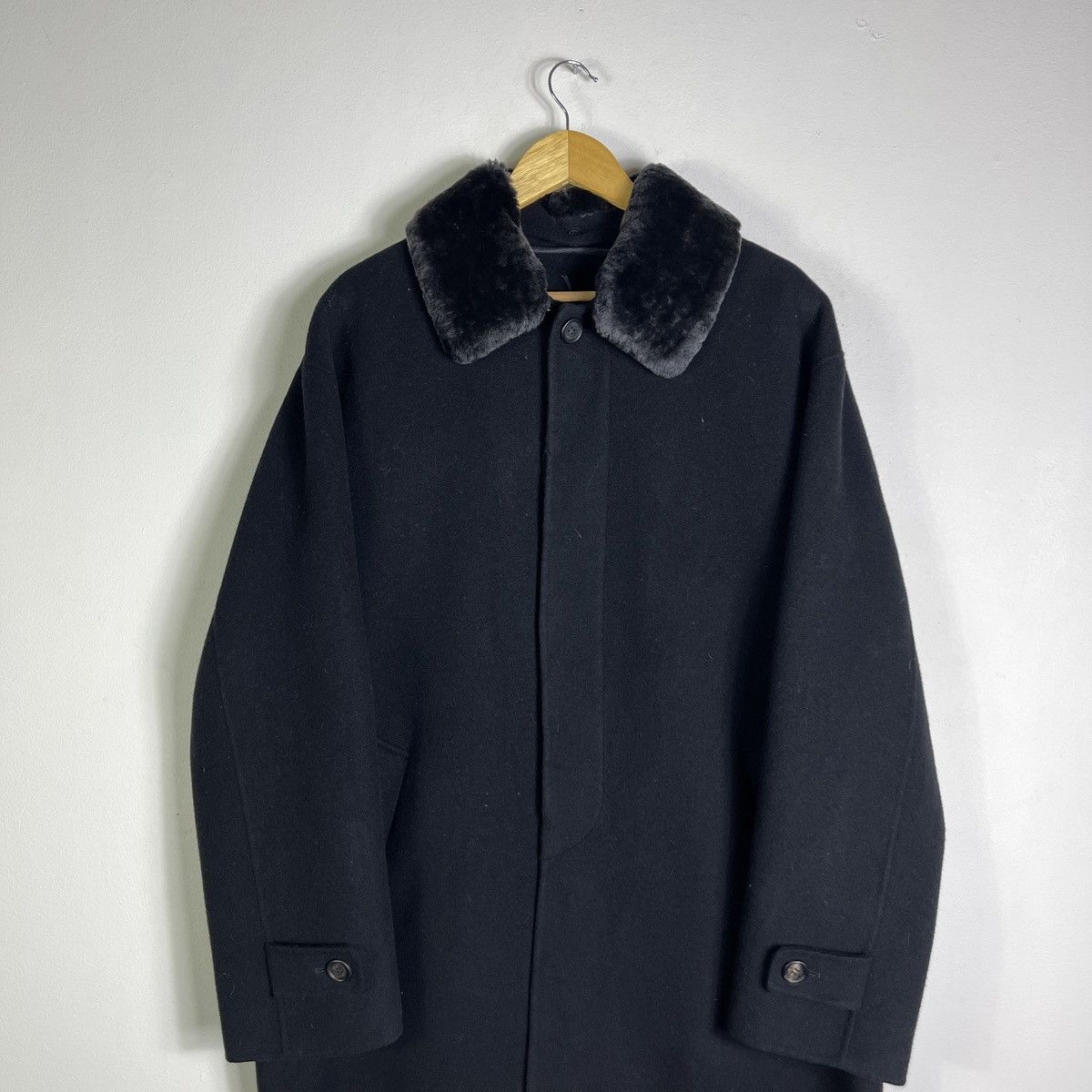 Yves Saint Laurent Yves Saint Laurent Wool &Cashmere Coat Rex Rabbit Fur Collar Size US L / EU 52-54 / 3 - 4 Thumbnail
