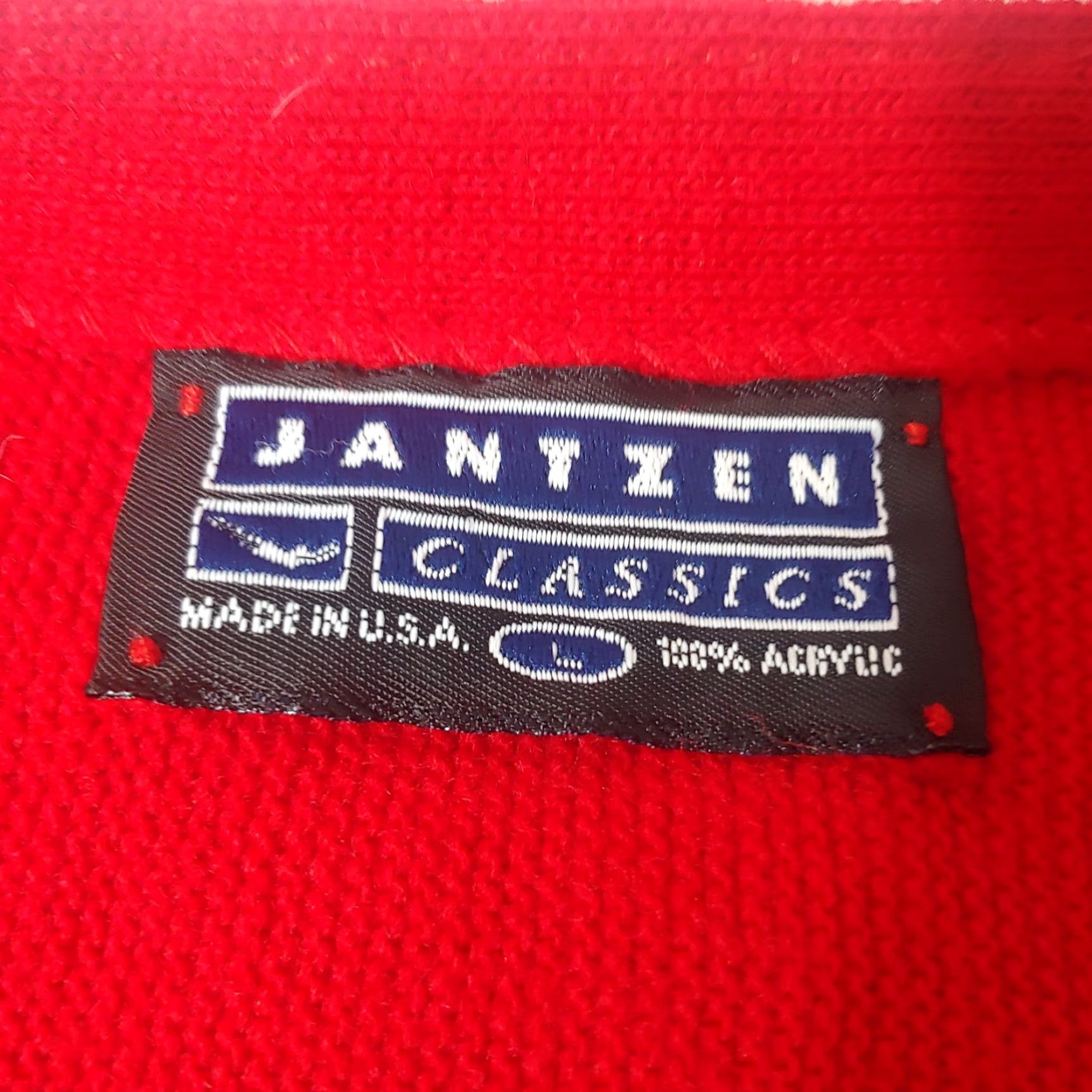 Jantzen VINTAGE Jantzen Cardigan Sweater Men L Red Grunge Grandpa USA Classic Knit V-Neck Long Sleeve Size US L / EU 52-54 / 3 - 4 Thumbnail