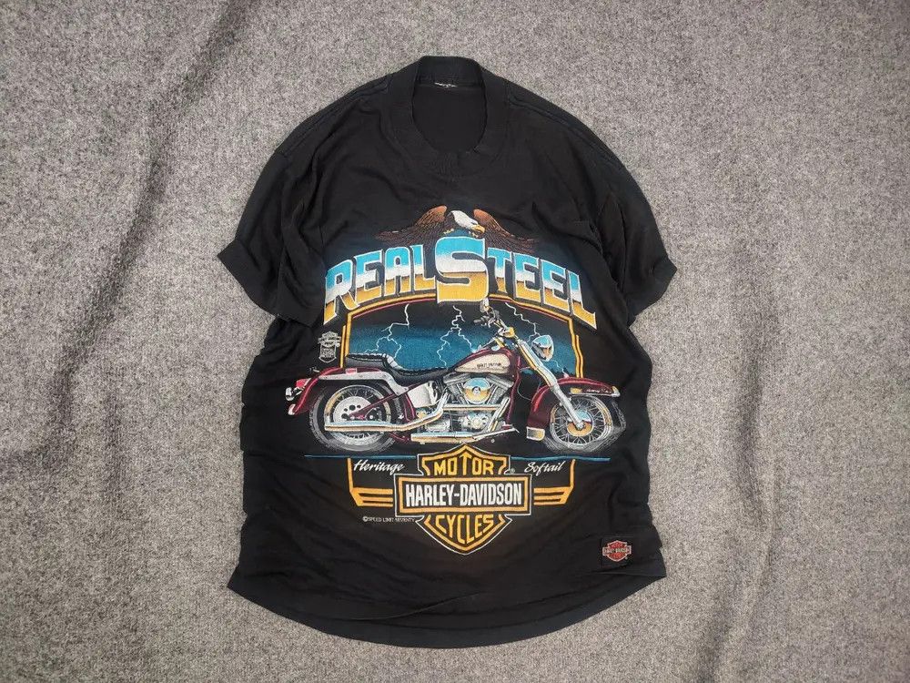 Harley Davidson 80's Harley-Davidson Real Steel Heritage Softail T-shirt Tee Size US M / EU 48-50 / 2 - 1 Thumbnail