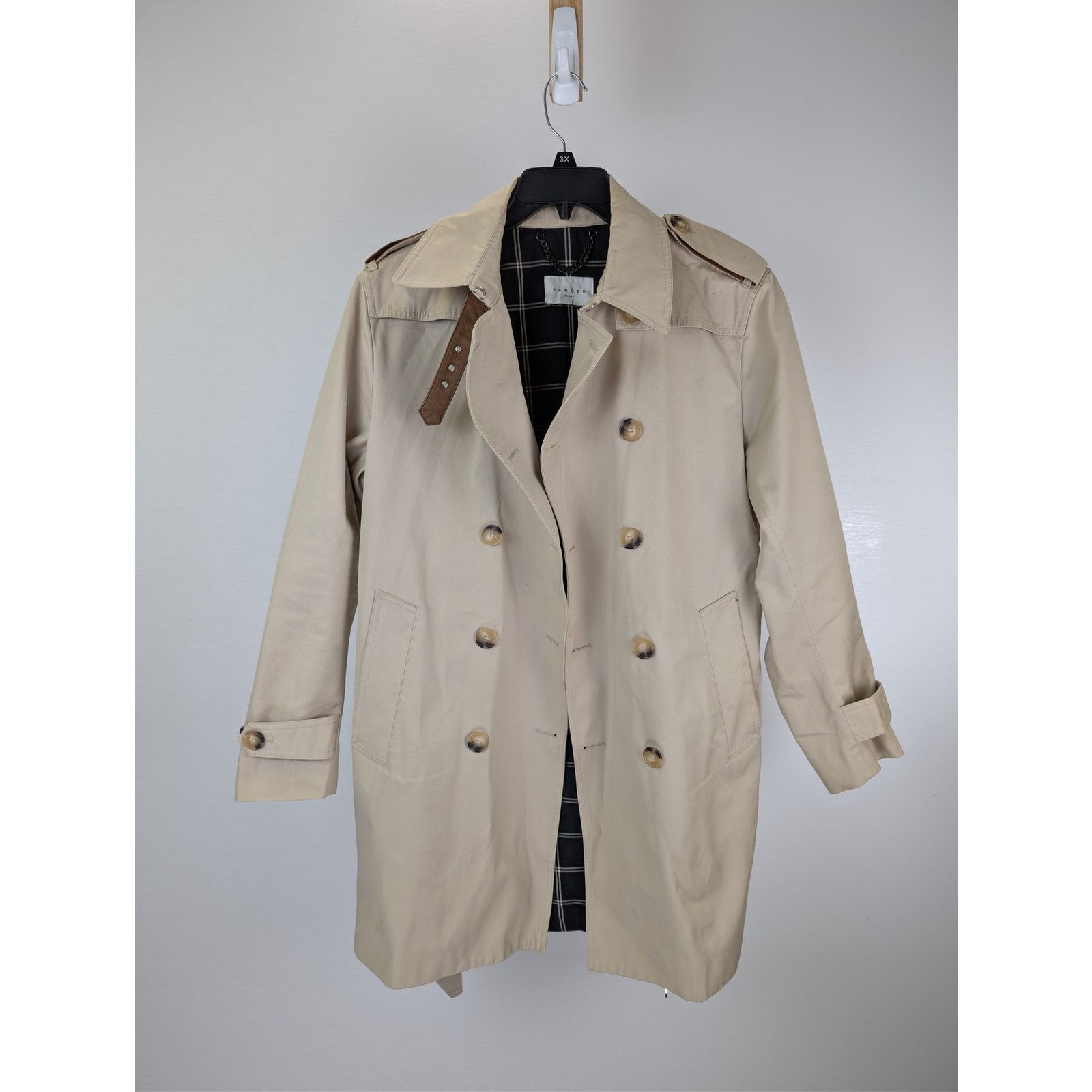 Sandro o1rshd1 CC20 double-breasted belted trench coat in beige Size US L / EU 52-54 / 3 - 8 Thumbnail
