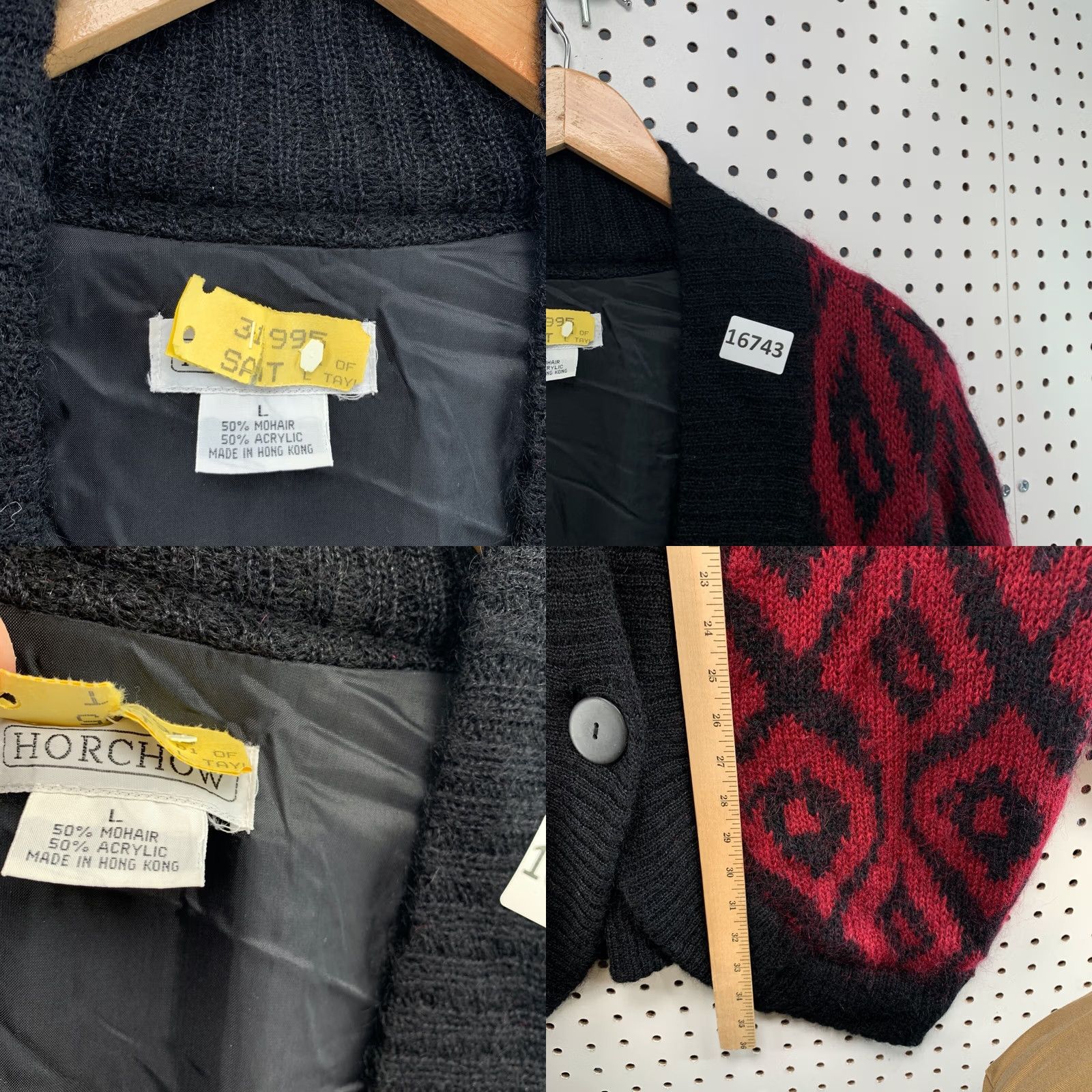 Vintage VINTAGE Cardigan Sweater Womens Large Mohair Blend Argyle One Button Red Long Sleeve Size L / US 10 / IT 46 - 9 Thumbnail