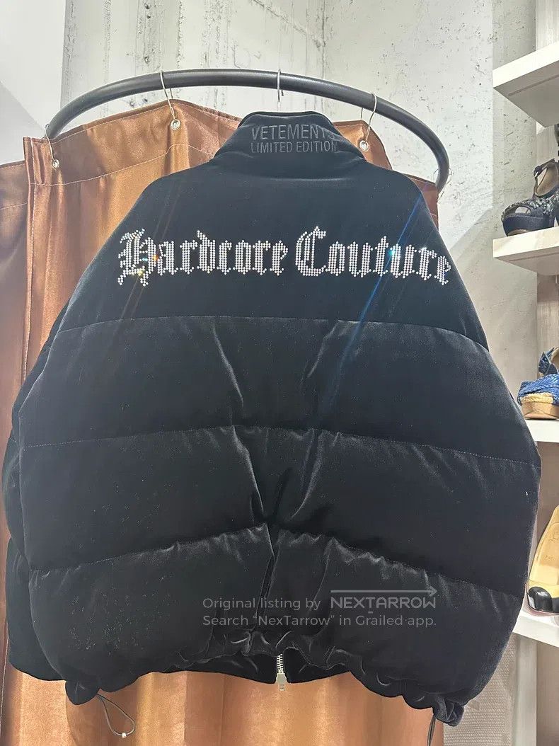 Vetements Vetements Black velvet hot-drilled down jacket Size US S / EU 44-46 / 1 - 2 Thumbnail