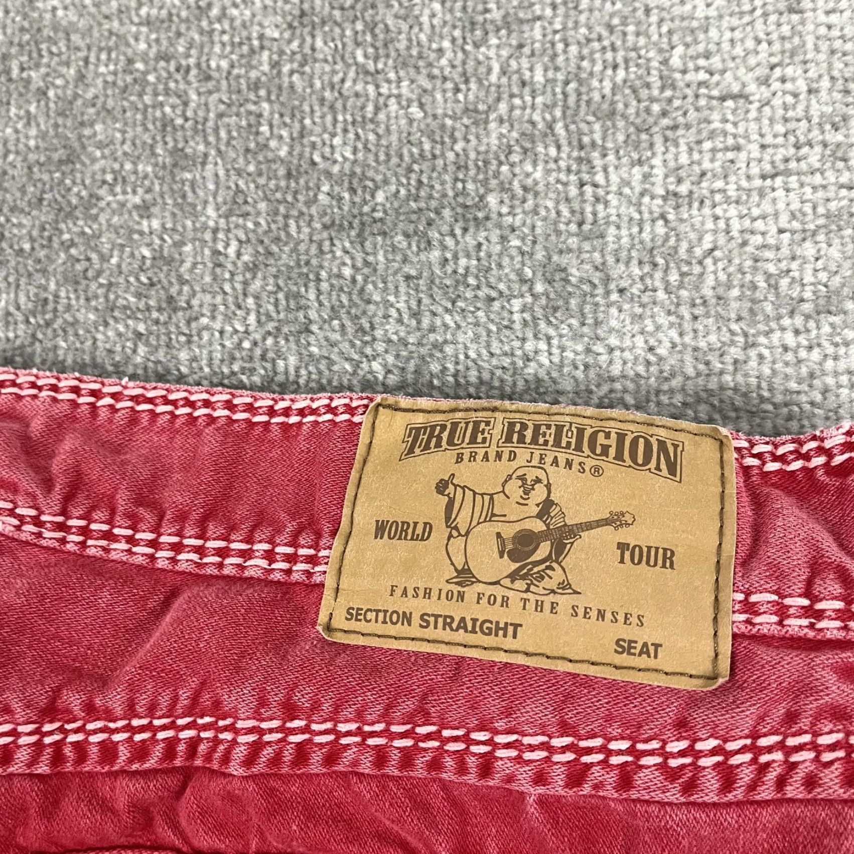 VINTAGE True Religion Jeans Men 40 x 32 Straight Leg Red Hip-Hop