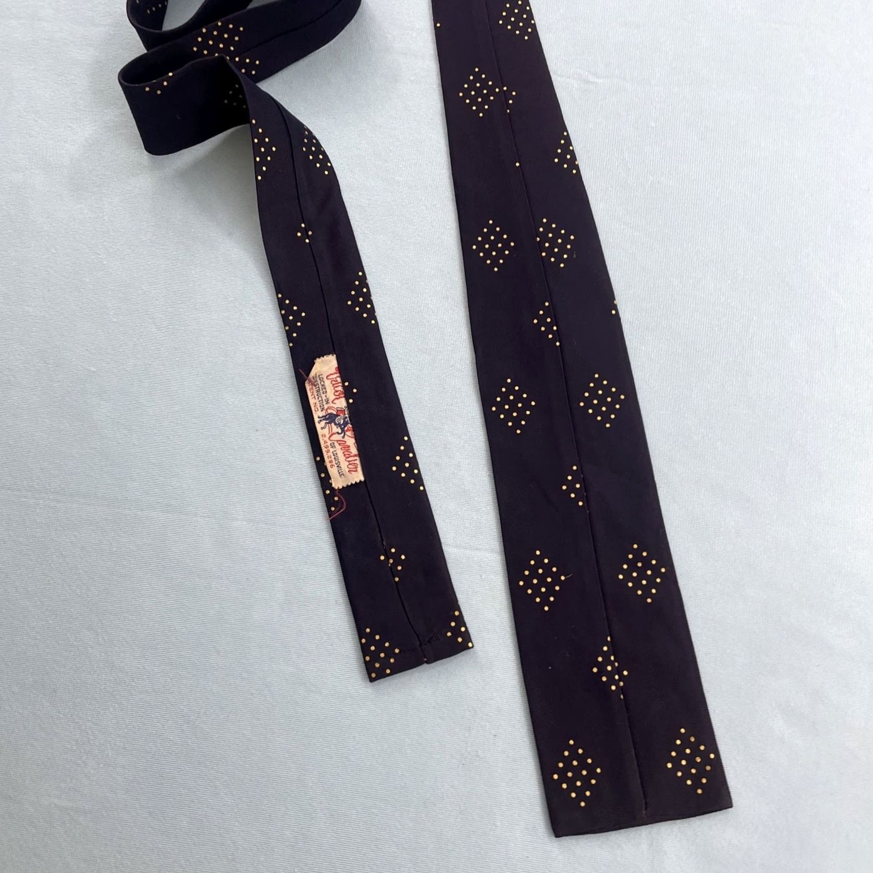 MCM VINTAGE Cavalier of Louisville Tie Neckwear Polka Dot Blue Yellow MCM Deco Rockabilly 3x53 Silk Necktie Men Size ONE SIZE - 5 Thumbnail