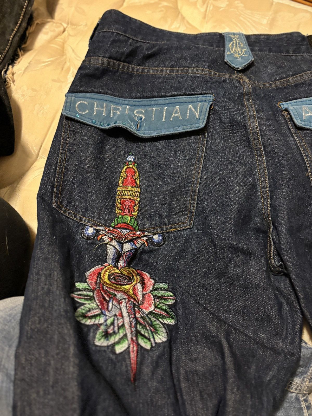 Christian Audigier × Ed Hardy × Vintage Traditional art denim Size US 42 / EU 58 - 1 Thumbnail