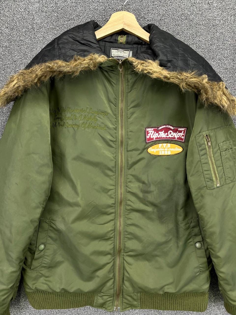 Japanese Brand Vintage Flip The Script Fur Hooded Bomber Jacket Size US M / EU 48-50 / 2 - 6 Thumbnail