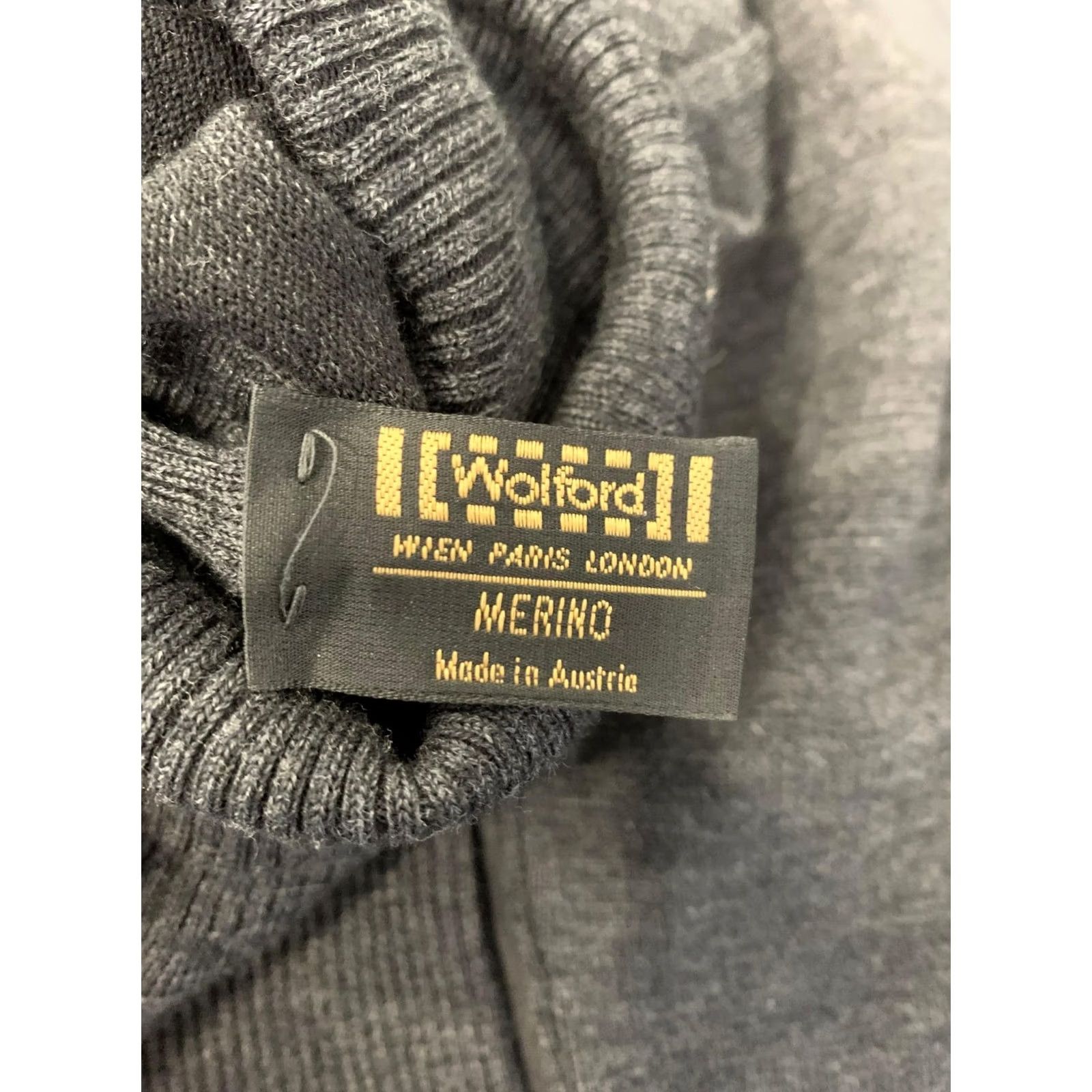 Wolford VINTAGE Wolford Merino Wool Blend Dress S Charcoal Gray Turtleneck Ribbed Knit Midi #221 Size S / US 4 / IT 40 - 3 Thumbnail