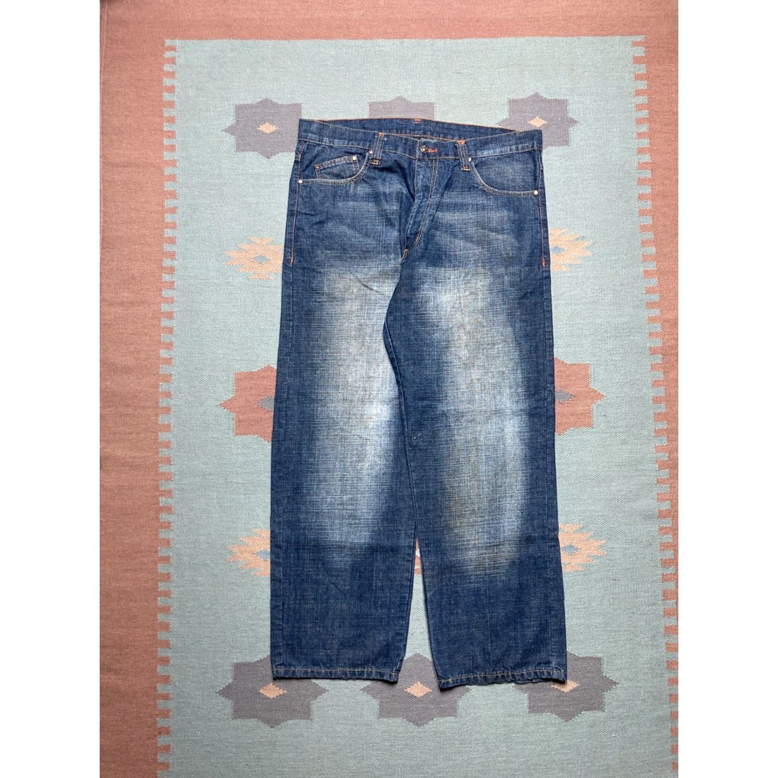 Karl Kani VINTAGE Karl Kani Jeans Men 40x32 Wide-Leg Embroidered Hip Hop Baggy Skater Blue 90s Size US 40 / EU 56 - 5 Thumbnail