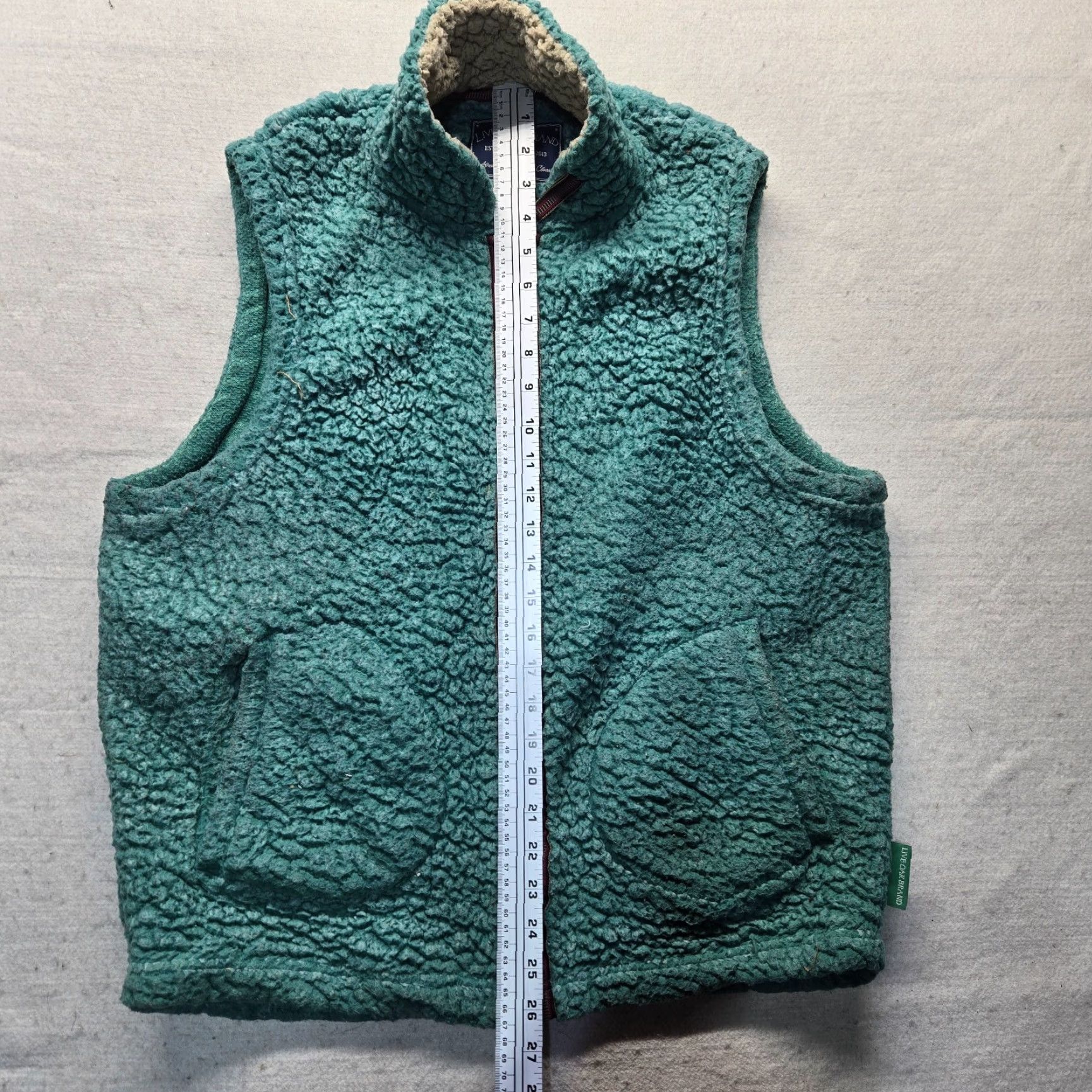 Vintage Live Oak Vest Solid Green Faux Sherpa Zip Sleeveless Sweater - L Adult Women Casual Fall Lightweight Pockets Full Zip Size L / US 10 / IT 46 - 7 Thumbnail