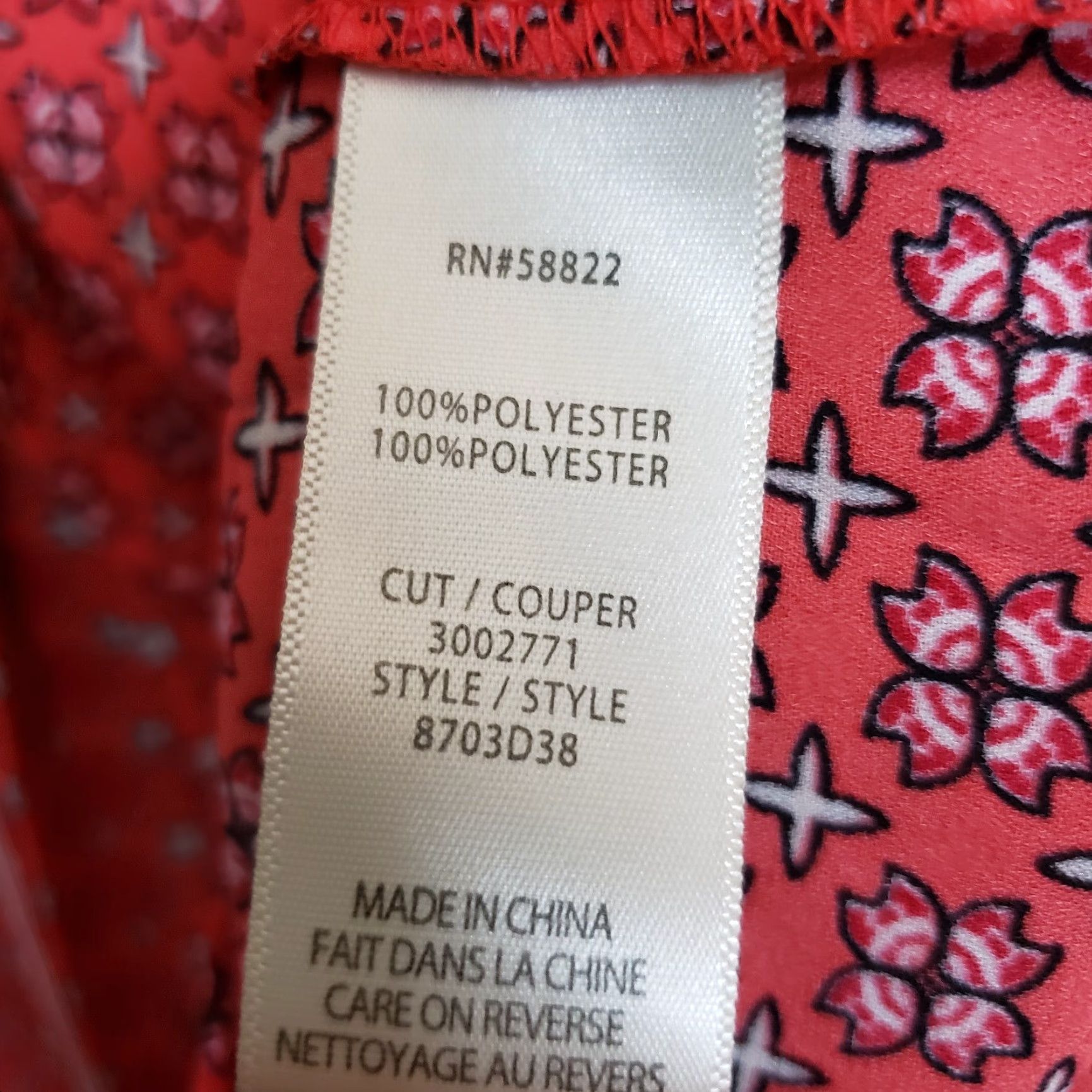 Vintage Max Studio Womens Printed Top XS Red Short Sleeve Blouse, Pullover, Floral, Polyester, Size XS, Womens Size XS / US 0-2 / IT 36-38 - 5 Thumbnail
