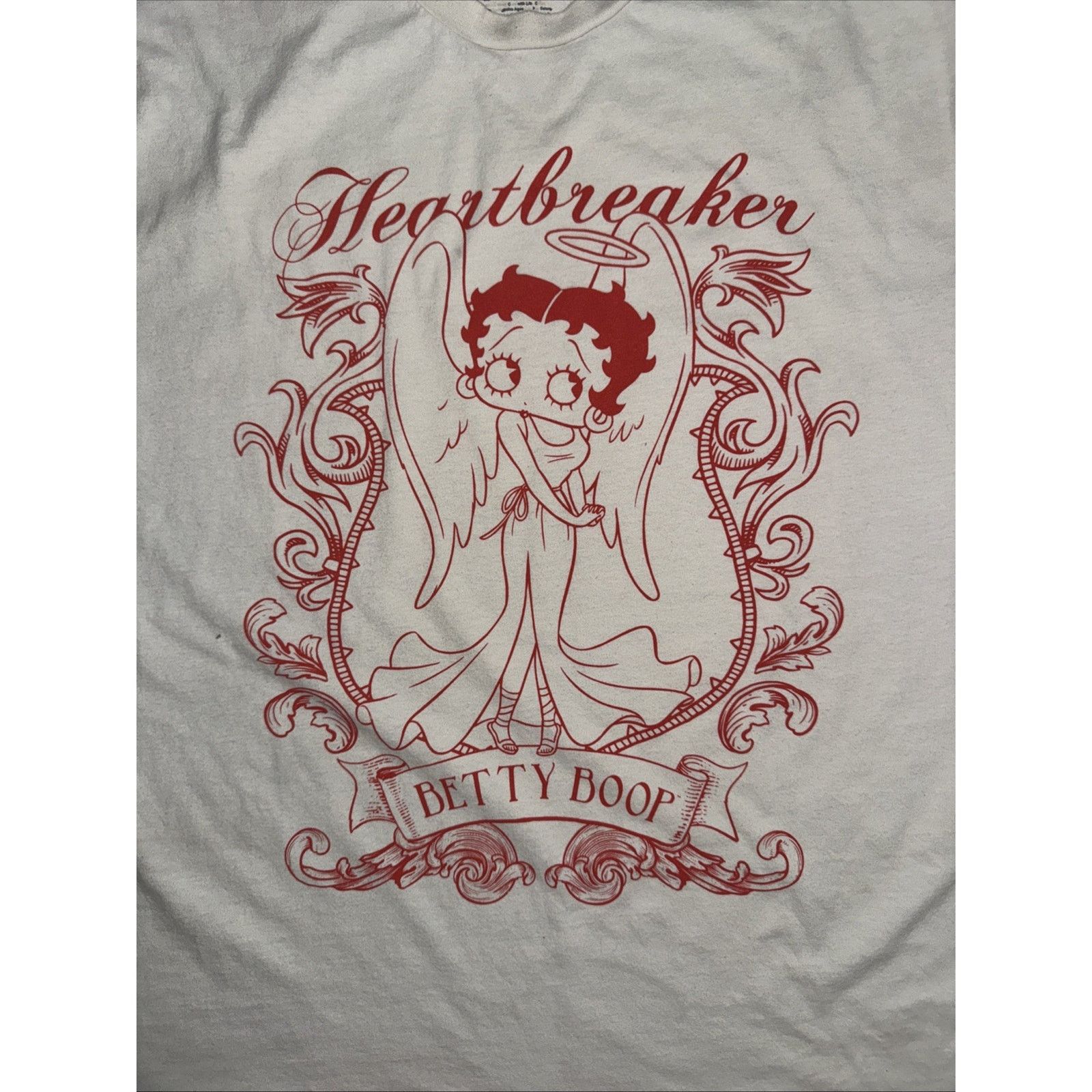 Vintage Betty Boop Heartbreaker Graphic T-Shirt White XL 22x28 Size US XL / EU 56 / 4 - 2 Thumbnail