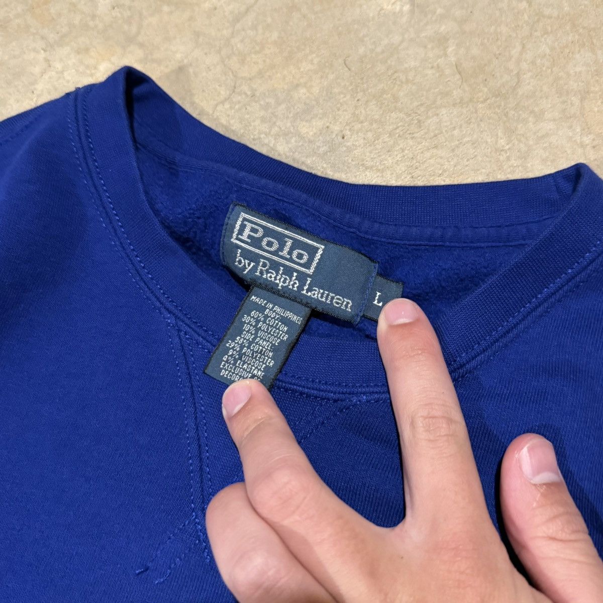 Polo Ralph Lauren Vintage 1990s Polo Ralph Lauren Pony Crewneck Sweatshirt 🫐 Size US L / EU 52-54 / 3 - 4 Thumbnail