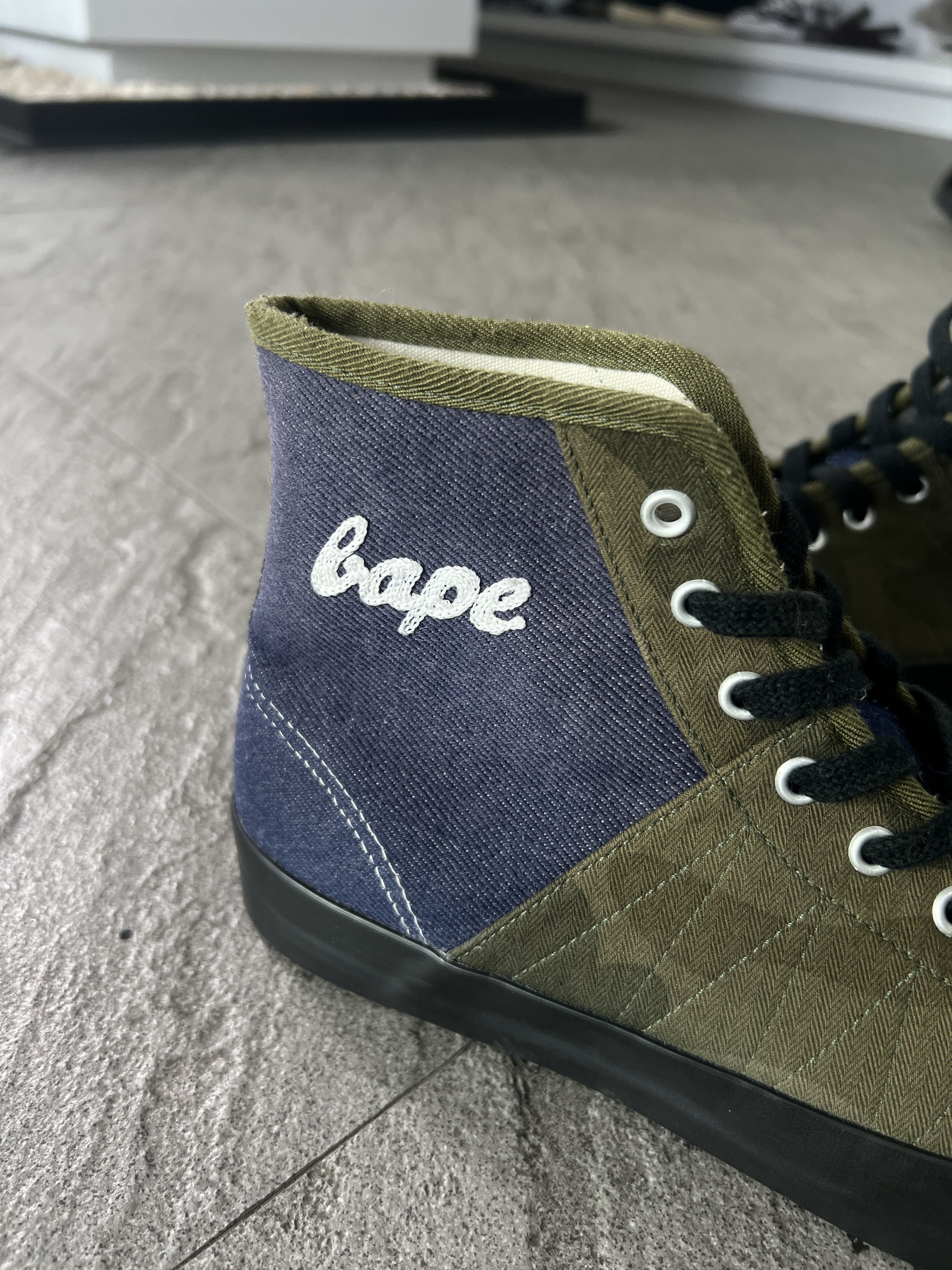 Bape BAPE STA High Top Canvas Sneakers Olive Navy US 8.5 Size US 8.5 / EU 41-42 - 5 Thumbnail