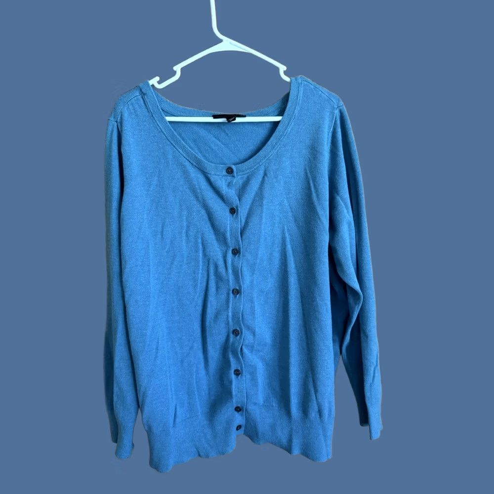 Vintage Lane Bryant Women's Plus Size 22/24 Aqua Blue Cardigan Sweater Size 3XL / US 20-22 - 1 Thumbnail