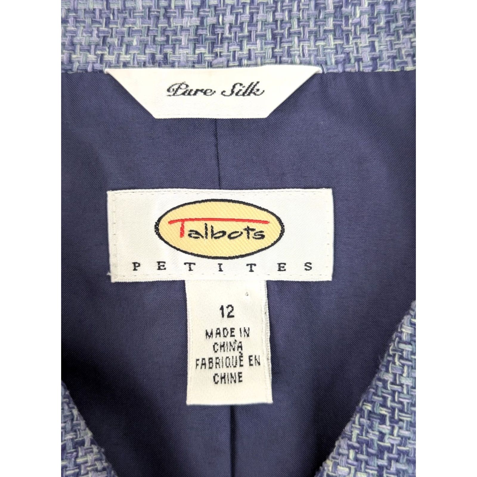 Talbots Talbots Blazer Coat 100% Silk Blue Petite 12 Women Tweed Lined Short Jacket Mens? Size XL / US 12-14 / IT 48-50 - 3 Thumbnail