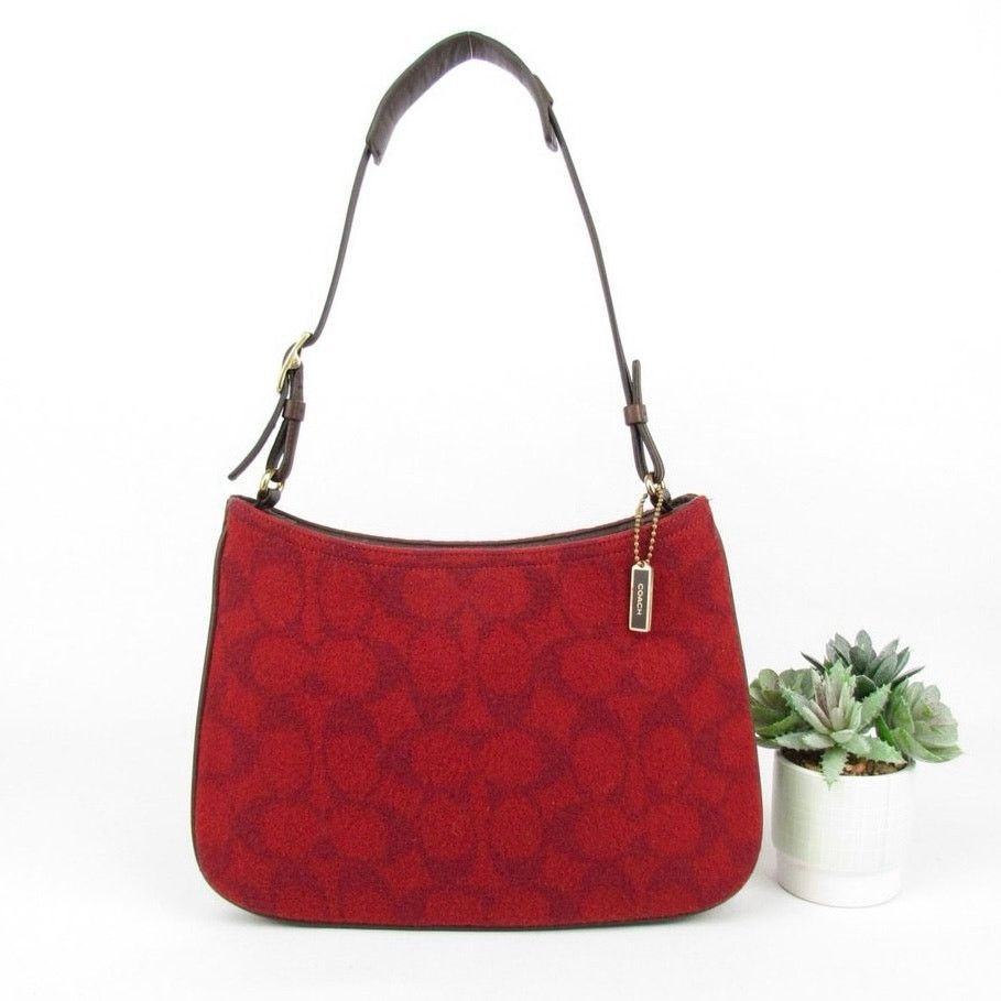 Coach Authentic Coach Red Wool Monogram Demi Bag Size ONE SIZE - 1 Thumbnail