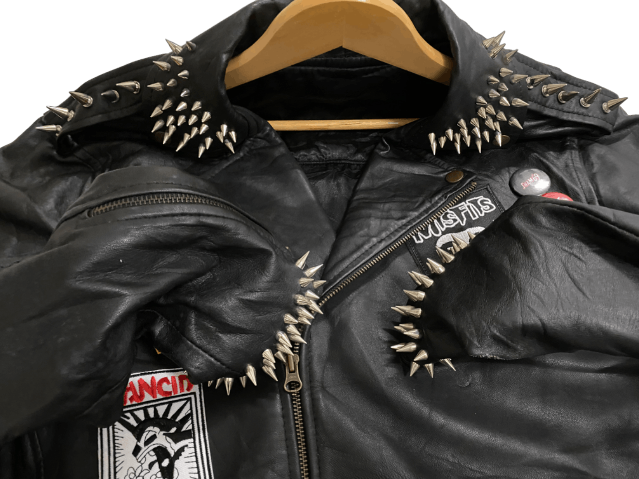 Schott Street Punks Leather Studded Spike Double Collar Jacket Size US M / EU 48-50 / 2 - 7 Thumbnail