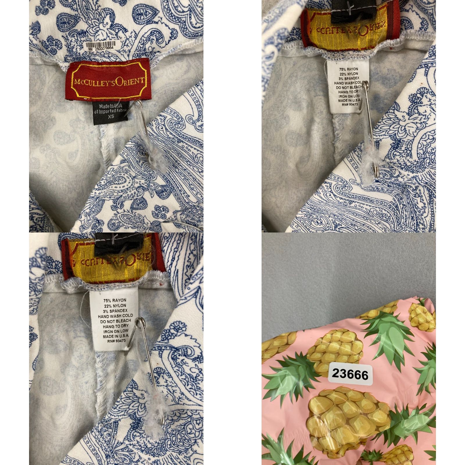 Vintage McCulleys Orient Shorts Womens XS Blue Paisley Bermuda Blue and White Size 26" / US 2 / IT 38 - 8 Thumbnail