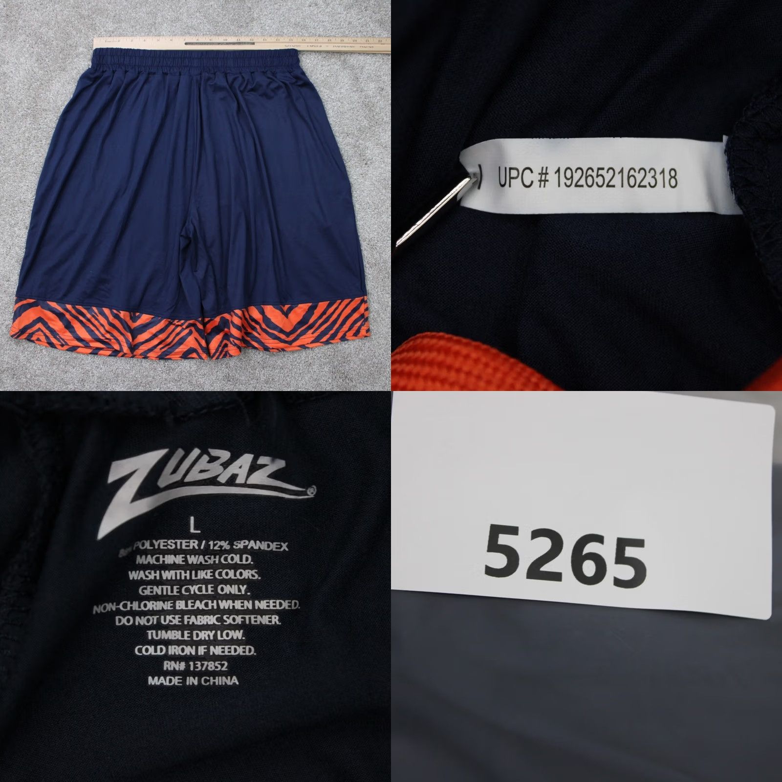 Vintage Zubaz Detroit Tigers Shorts Mens Large Blue/Orange Polyester stretch 11" inseam Size US 33 - 8 Thumbnail