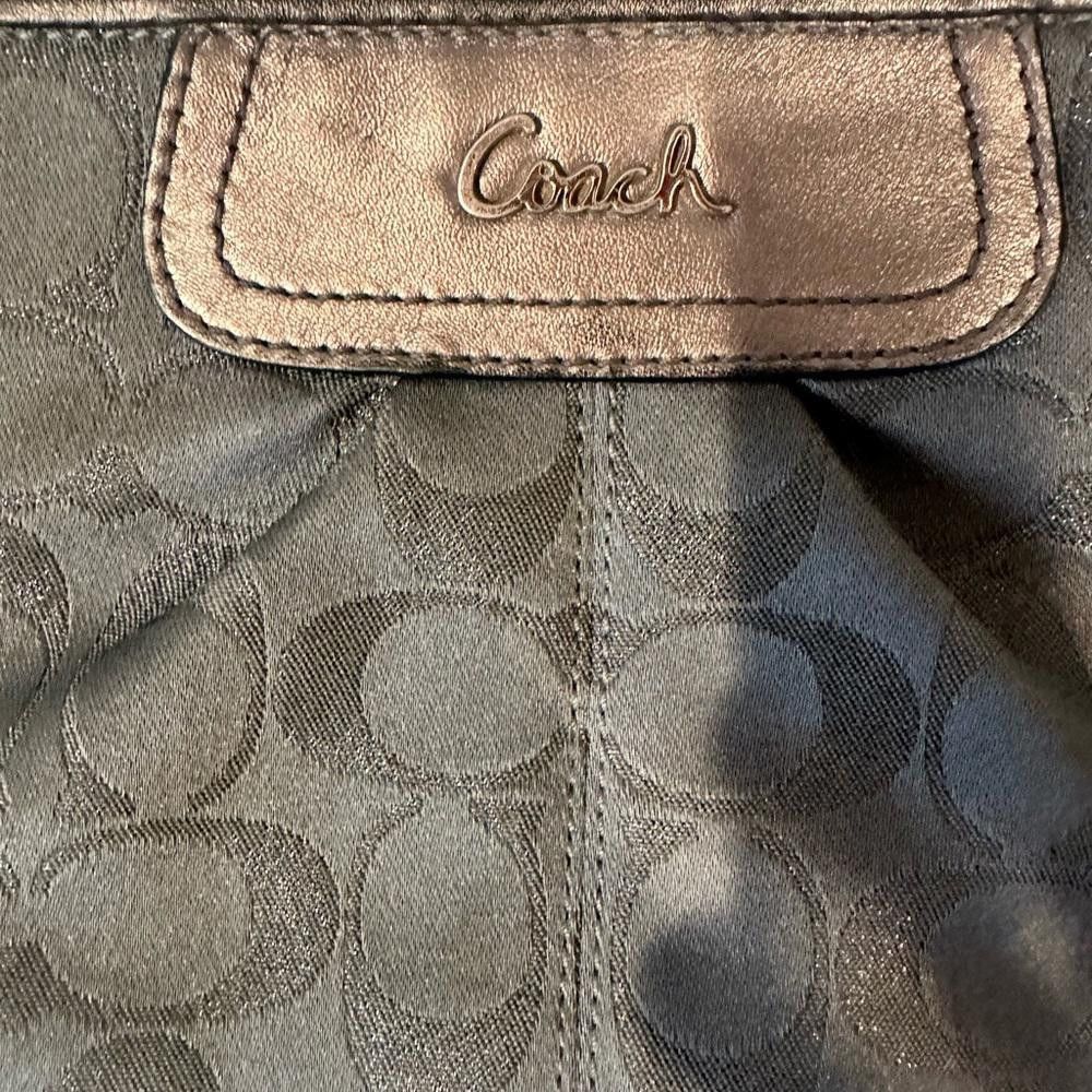 Coach COACH Wristlet Signature Dark Charcoal Gray Metallic Canvas Size ONE SIZE - 4 Thumbnail