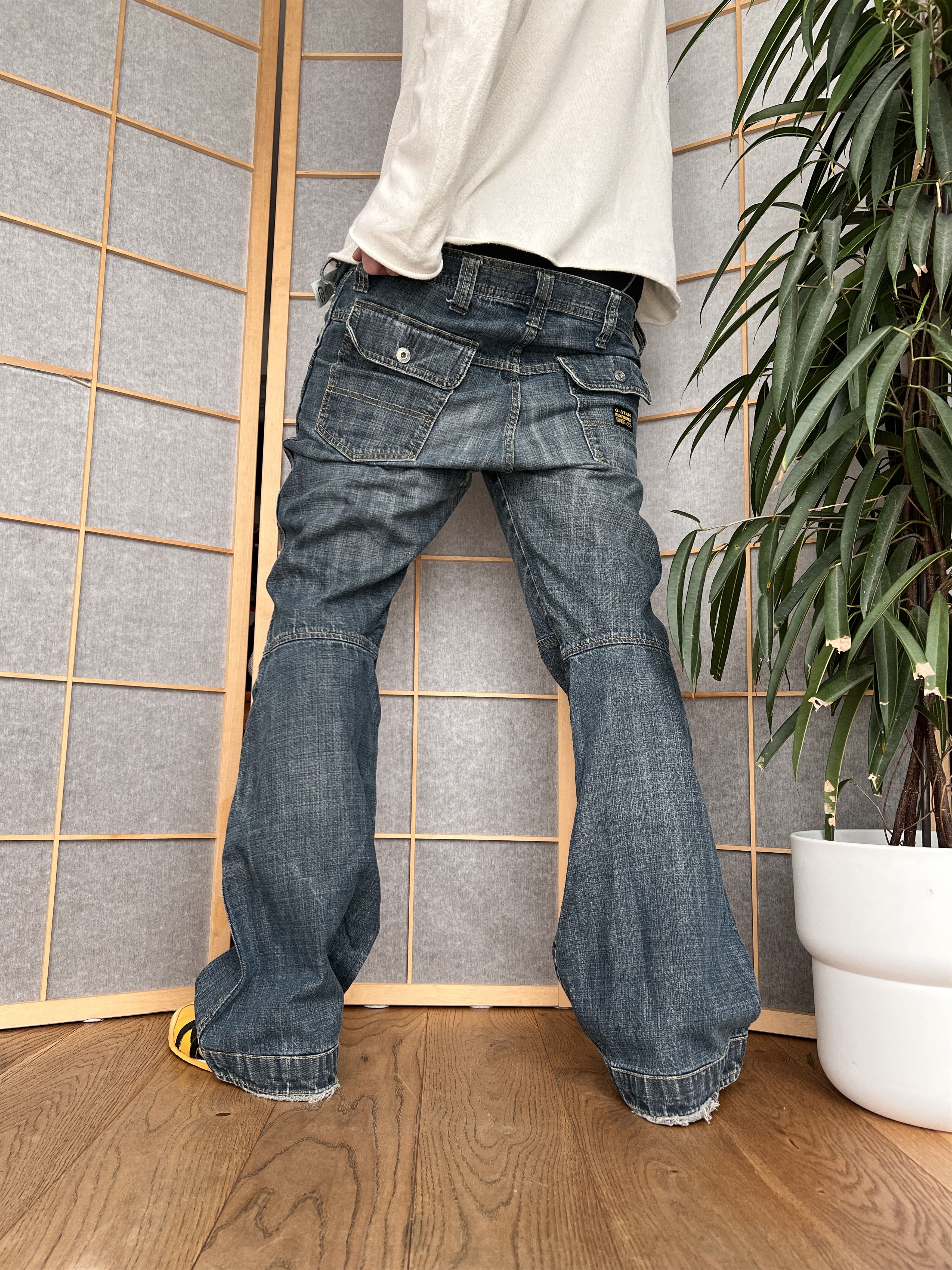 G-Star 90s G-Star RAW Comwood double knee flared boot cut denim y2k Size US 31 - 1 Thumbnail
