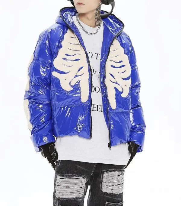 VIBE Skeleton Puffer Jacket Gothic Rock Punk Size US XL / EU 56 / 4 - 1 Thumbnail