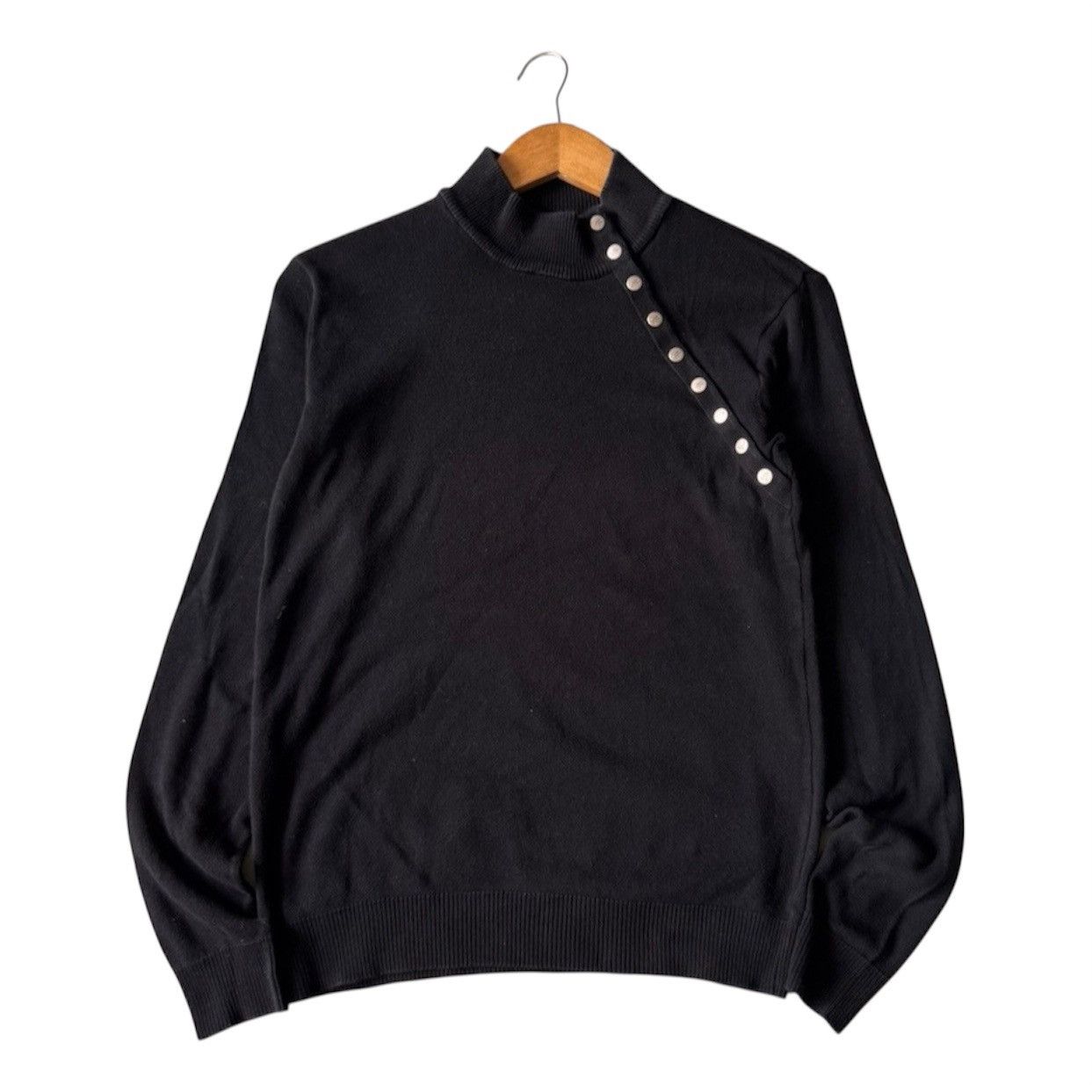 agnes b. Agnès B. Asymmetrical Snap-Button Mock Neck Knit Sweater Size US S / EU 44-46 / 1 - 1 Thumbnail