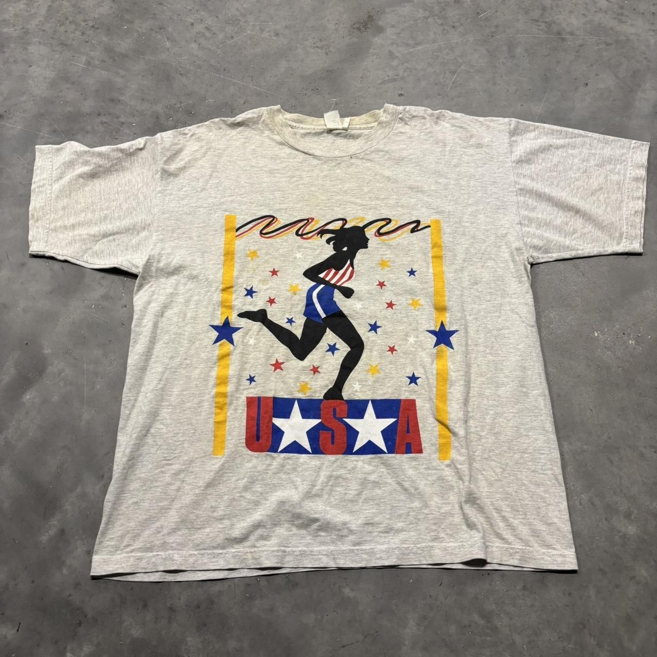Japanese Brand × Vintage Crazy Vintage 90s USA Olympics Track Sports Graphic Tee! Size US XL / EU 56 / 4 - 1 Thumbnail