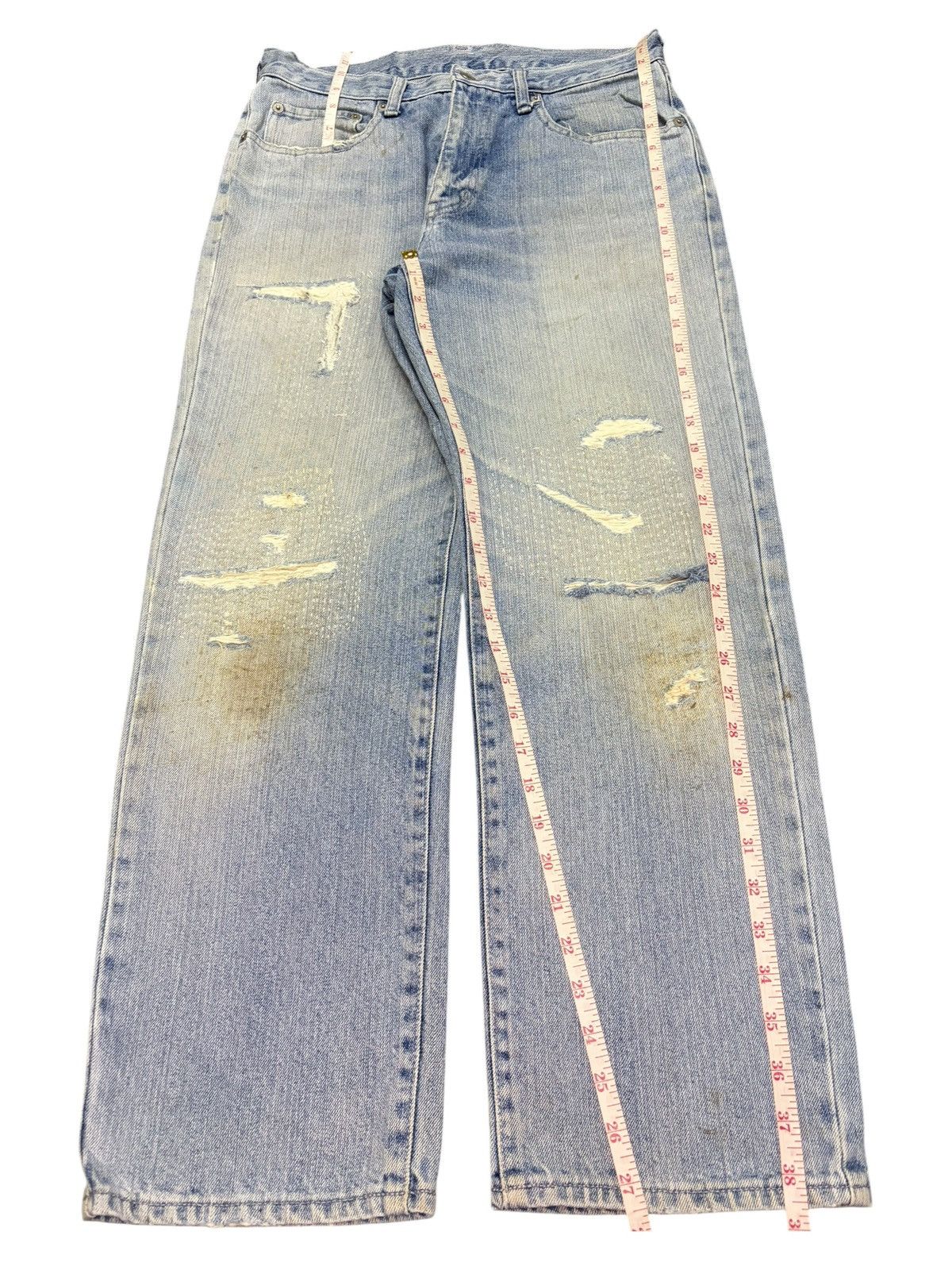 Uniqlo Vintage Japanese Uniqlo Sashiko Style Distressed Jeans Size US 30 / EU 46 - 7 Thumbnail