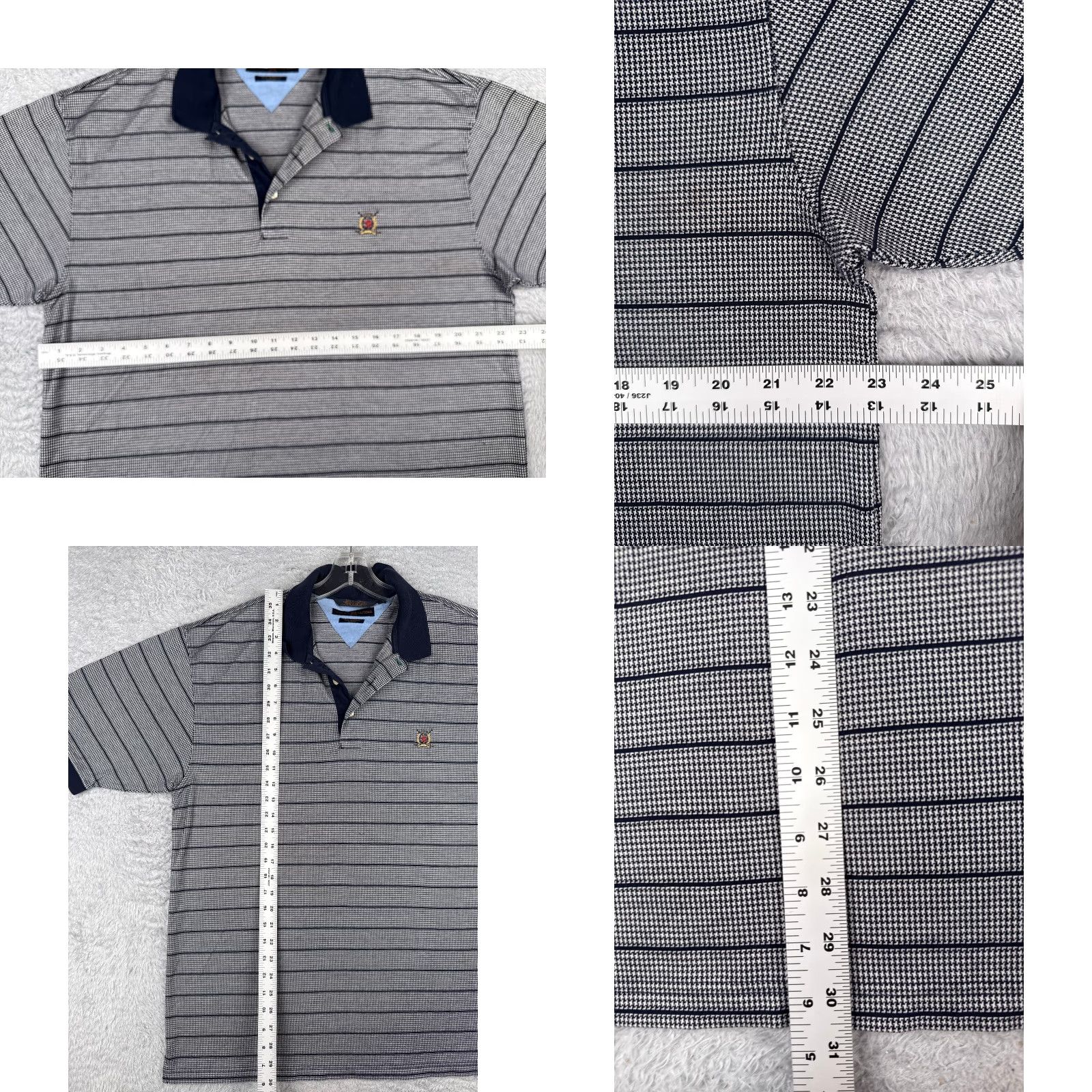 Tommy Hilfiger Tommy Hilfiger Polo Shirt Men L White Houndstooth 100% Cotton Regular Fit Size US L / EU 52-54 / 3 - 8 Thumbnail