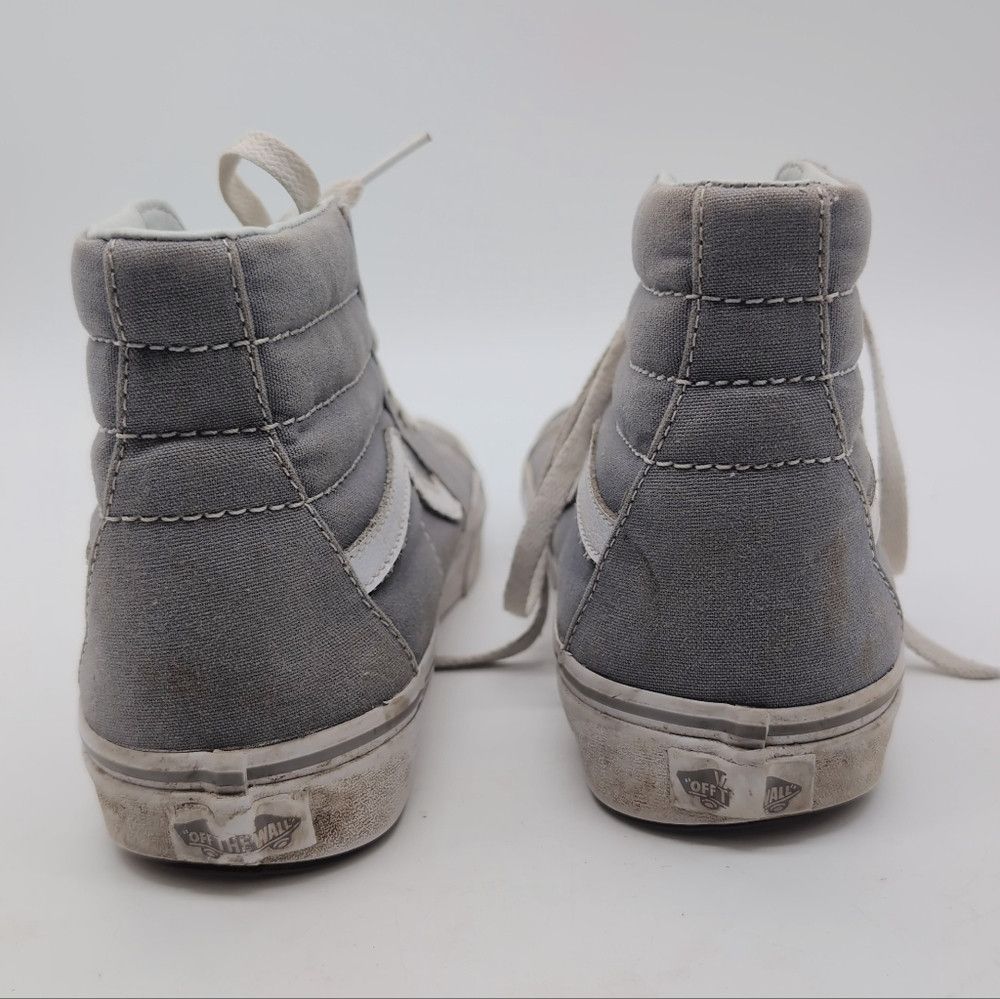 Vans Vans SK8 Unisex M 7.5 W 9 Gray and White Canvas High-Top Sn Size US 7.5 / EU 40-41 - 4 Thumbnail