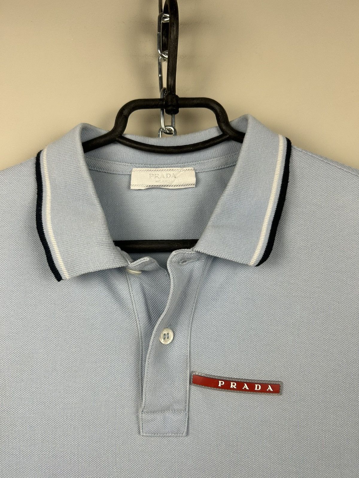 Prada Prada Red Tab Basic Polo T shirt Blue Rare Size US M / EU 48-50 / 2 - 2 Thumbnail