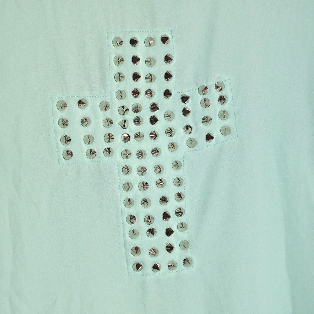 Other Vintage Studded Cross S Light Blue Green Shirt By Reverse Size S / US 4 / IT 40 - 5 Thumbnail