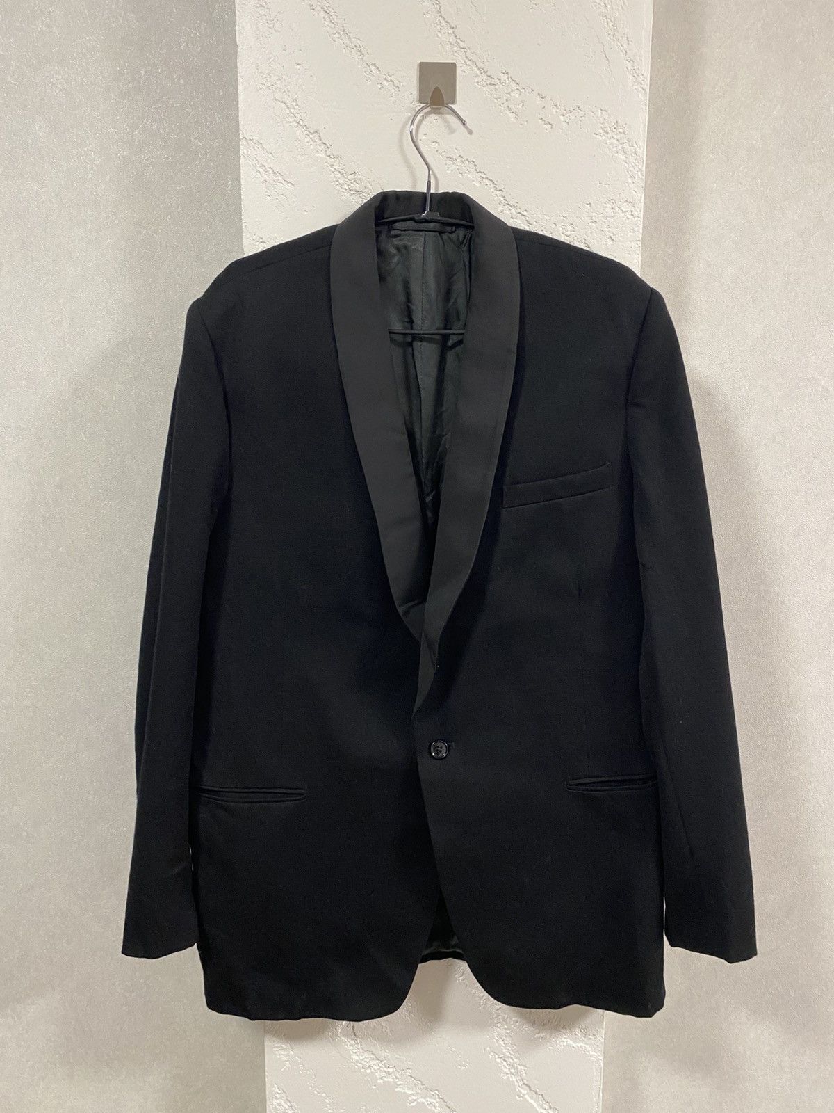 Vintage Antique Black Tuxedo with Shawl Lapel Suit Smoking 60’s Size 48R - 2 Thumbnail
