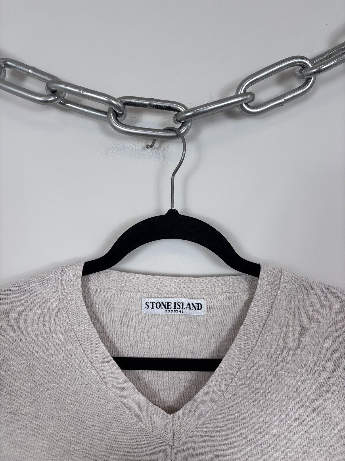 Stone Island Vintage Stone Island Men’s Beige Knit V-Neck Sweater Size US M / EU 48-50 / 2 - 4 Thumbnail