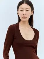 Saint Laurent Paris oc11z0226 782641 Décolleté Knit Dress in Brown Size XS / US 0-2 / IT 36-38 - 4 Thumbnail