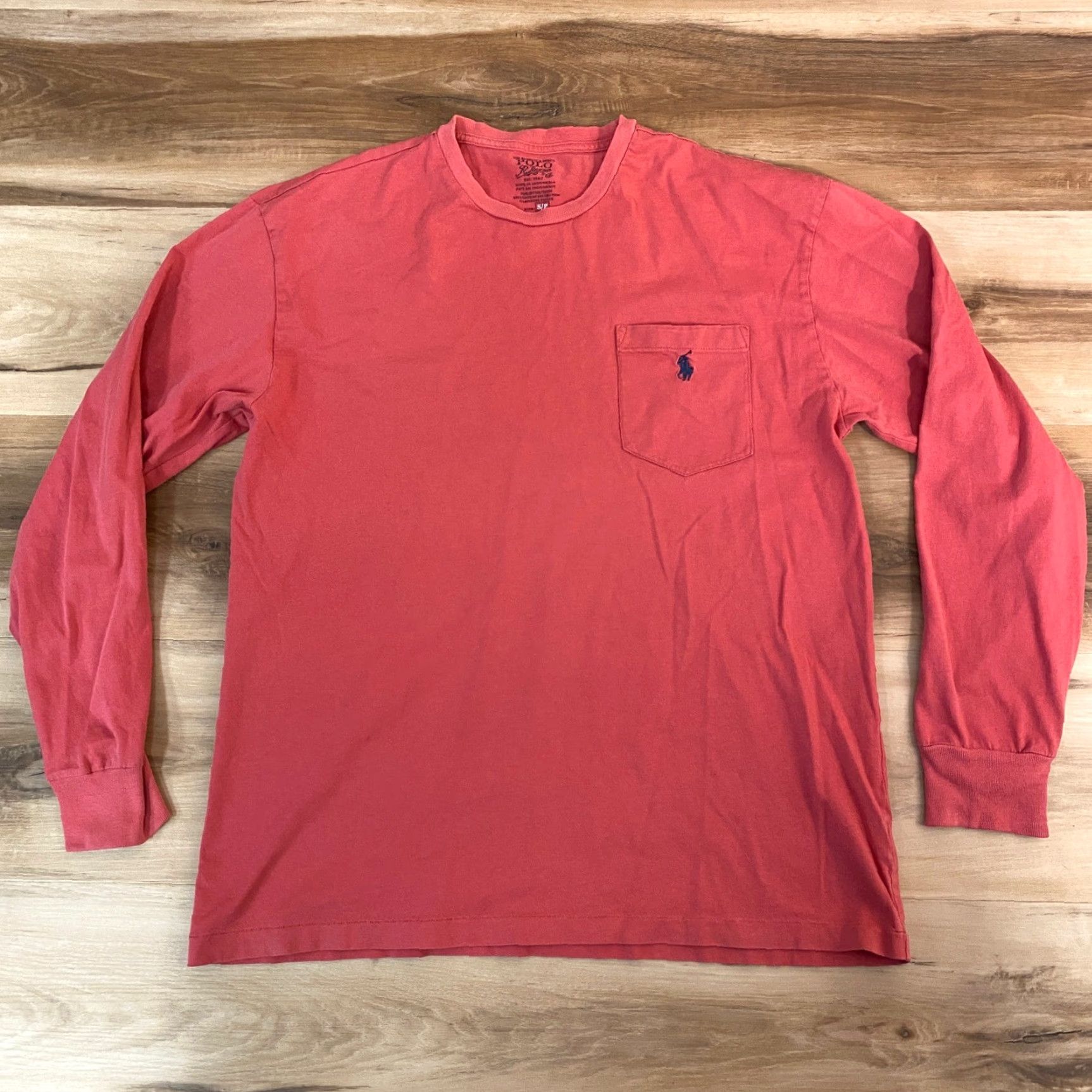 Polo Ralph Lauren Polo Ralph Lauren T Shirt Mens Small Salmon Pink Long Sleeve Pocket Tee Size US S / EU 44-46 / 1 - 2 Thumbnail