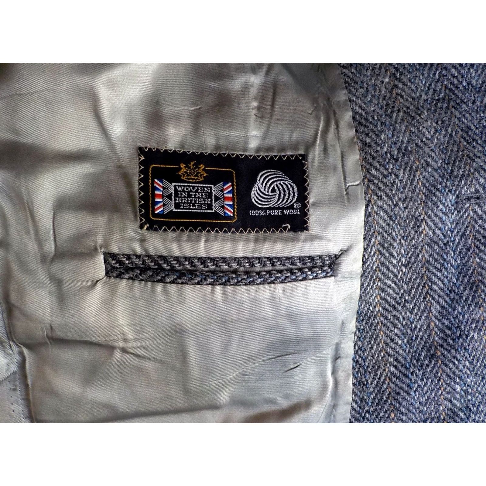 Chaps VINTAGE CHAPS RALPH LAUREN 2 Button Herringbone Blazer Wool Black/Gray SZ 46 Boyds of Philadelphia Mens Size ONE SIZE - 5 Thumbnail