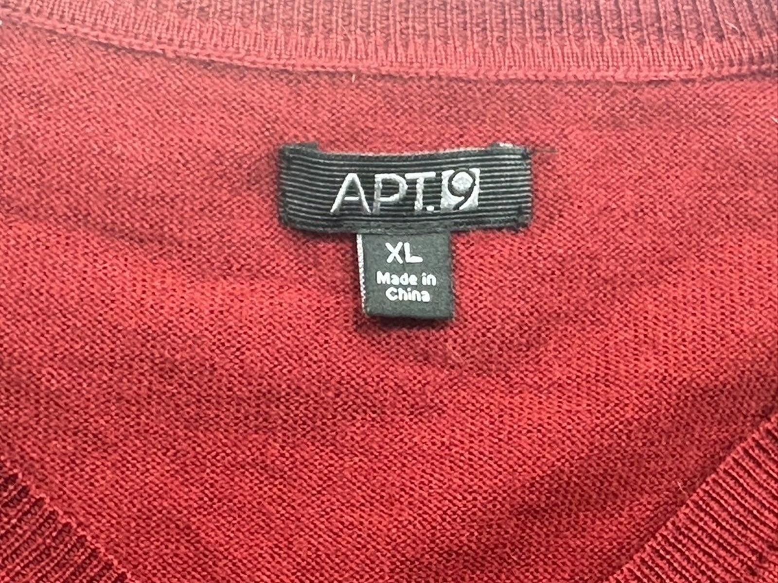 Apt. 9 Apt 9 Merino Wool Blend V-Neck Argyle Sweater Red/Gray XL Size US XL / EU 56 / 4 - 8 Thumbnail