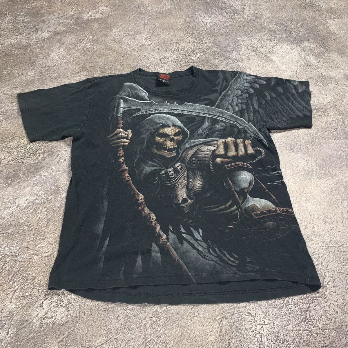 Vintage Vintage 90s Grim Reaper Graphic Tee Dark Horror Streetwear X Size US XL / EU 56 / 4 - 2 Thumbnail