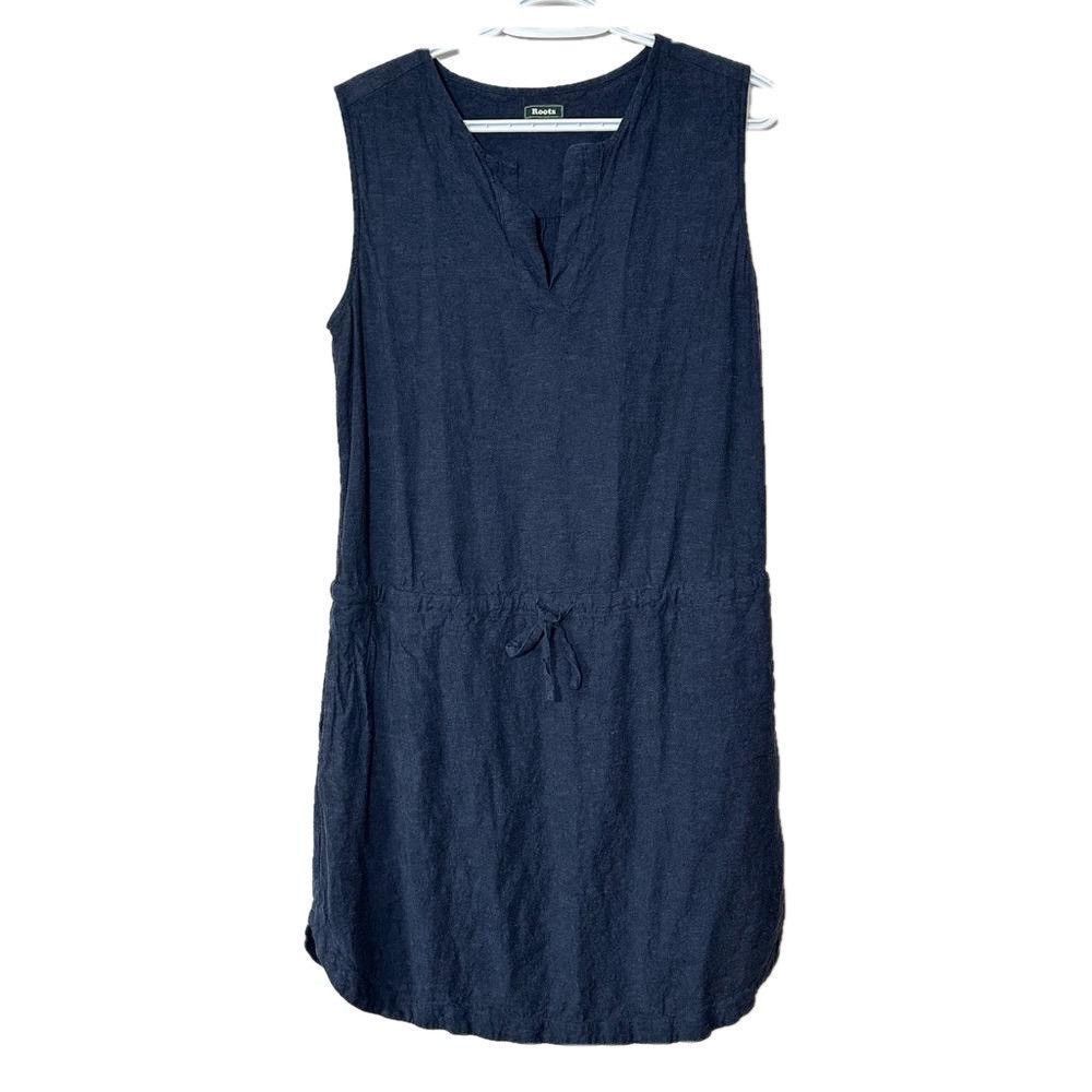 Roots Roots Linen Navy Sleeveless Dress Drawstring Waist Medium Size M / US 6-8 / IT 42-44 - 10 Thumbnail